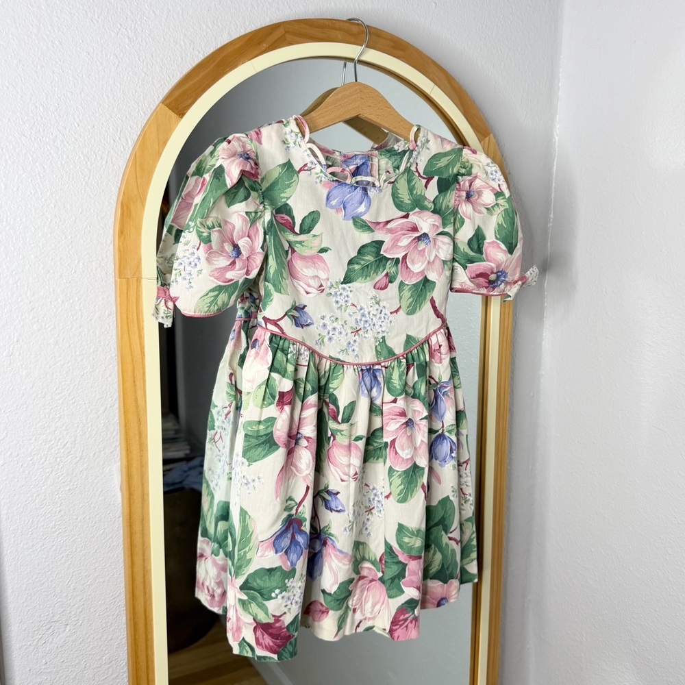 Rose Garden vintage 90s toddler pink floral  dress